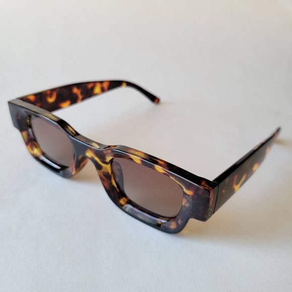 No Brand Accessories - Retro Square Sunglasses Tortise Shell Frames Brown Lens with UV400 Protection